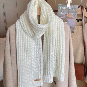 1pc Women's Solid Color Thick Knitted Knit Scarf Neck Warmer, Suitable For Winter Outfits Casual